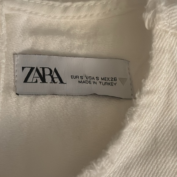 ZARA‎ White Ivory Sleeveless Denim Midi Dress Size S Buttons Casual Jeans Beach - Picture 6 of 6